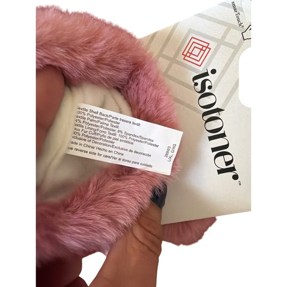 Isotoner Gloves Womens L/XL Dark Orchid Pink New Faux Fur smarTouch 289W3DKOL - Picture 4 of 6
